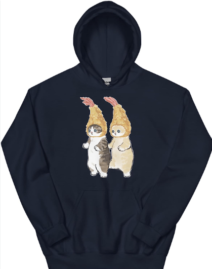 Gildan Hoodie Cat Pawns Design - Unisex L - Navy